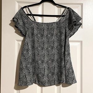 ASOS Bardot off shoulder top plaid